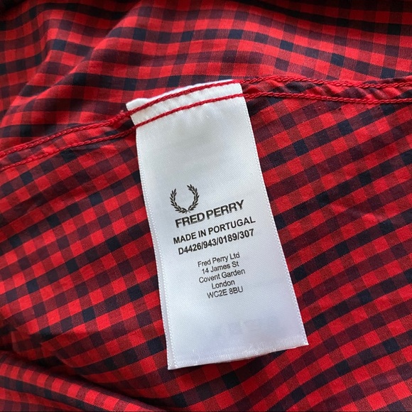 Fred Perry Red and Black Gingham Mini Dress - Picture 10 of 12
